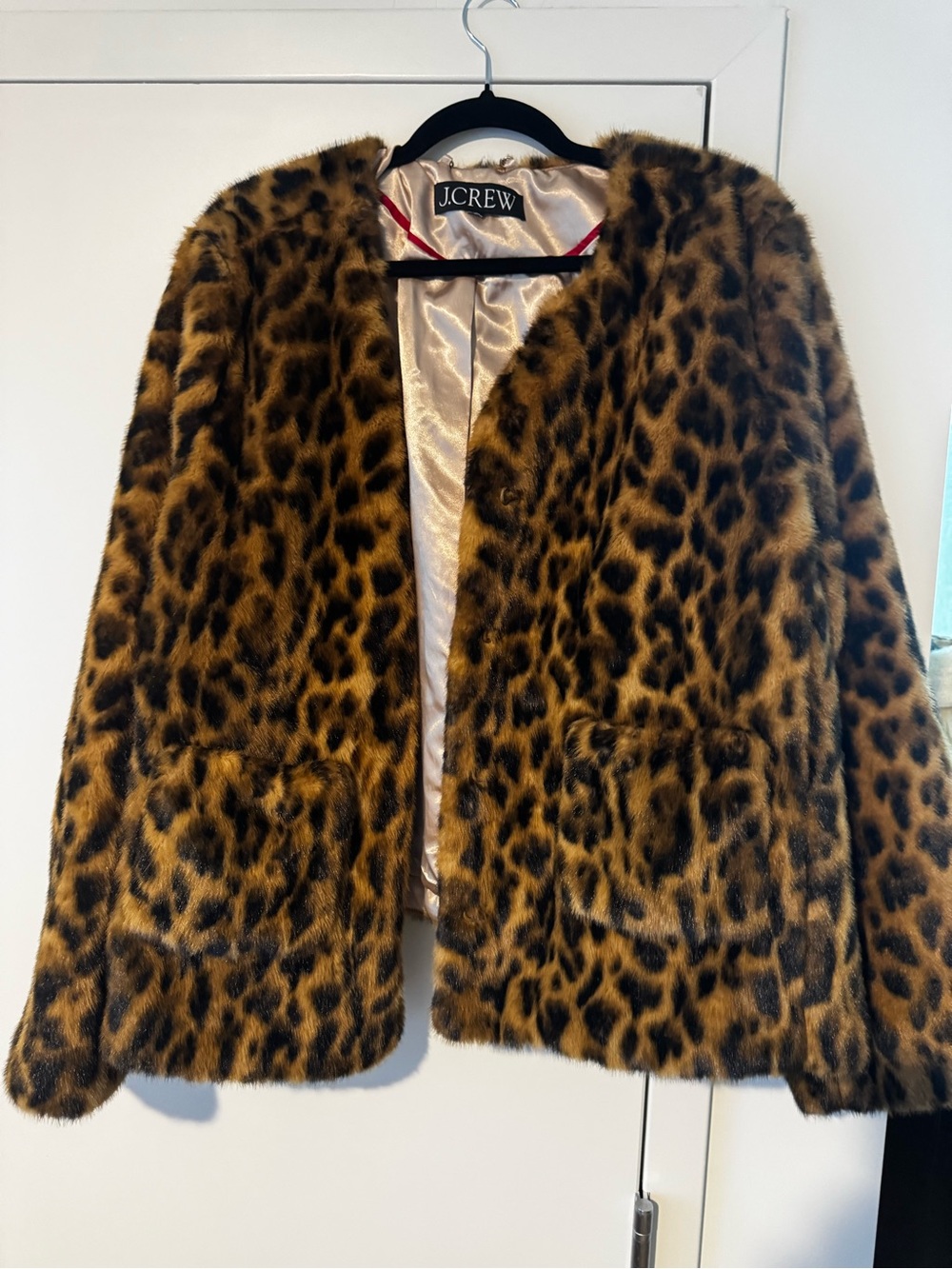 J. Crew Leopard-Print Faux Fur Teddy Jacket in Brown and Black